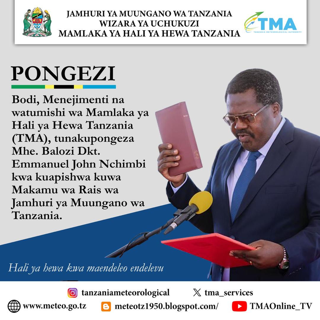 SALAMU ZA PONGEZI KWA MHE. MAKAMU WA RAIS WA JAMHURI YA MUUNGANO WA TANZANIA